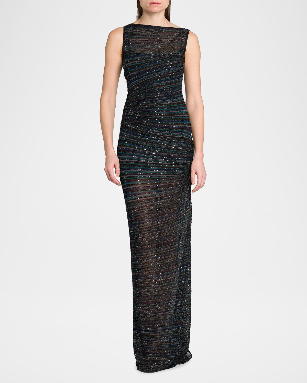 Metallic Striped Knit Gown - thumbnail 4