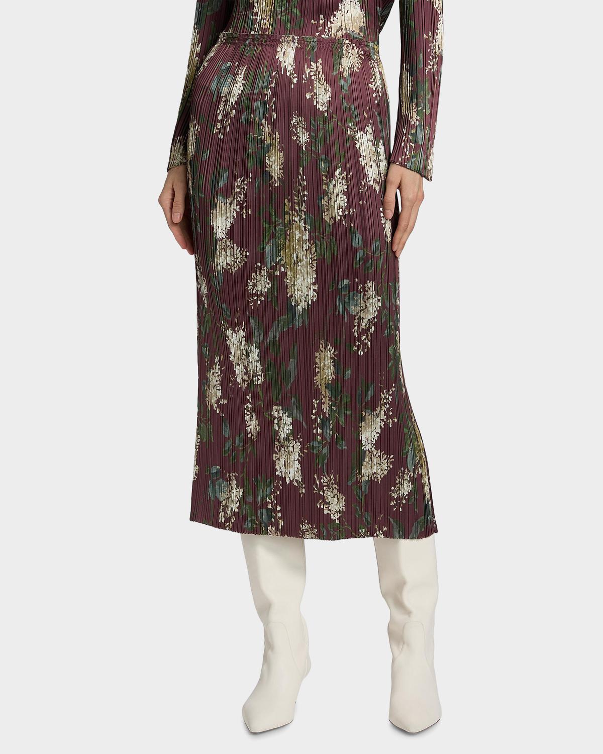 Lilac Print Micro-Pleated Midi Skirt - thumbnail 4