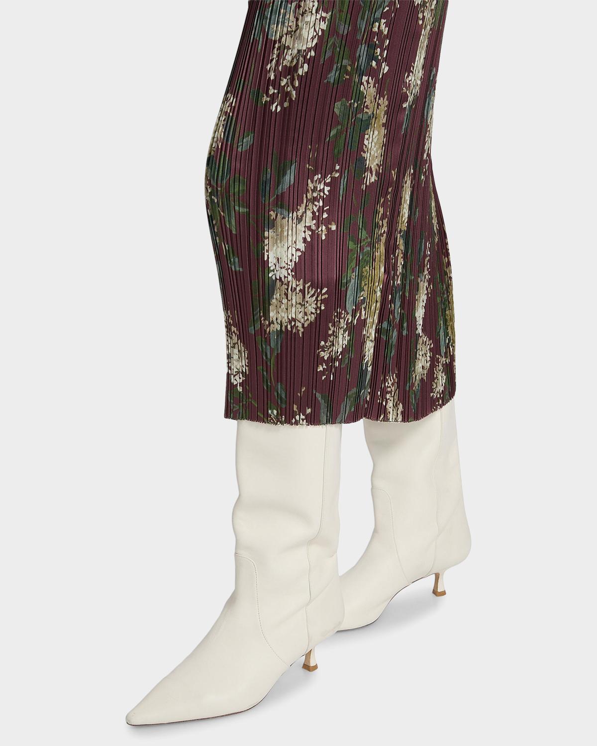 Lilac Print Micro-Pleated Midi Skirt - thumbnail 7