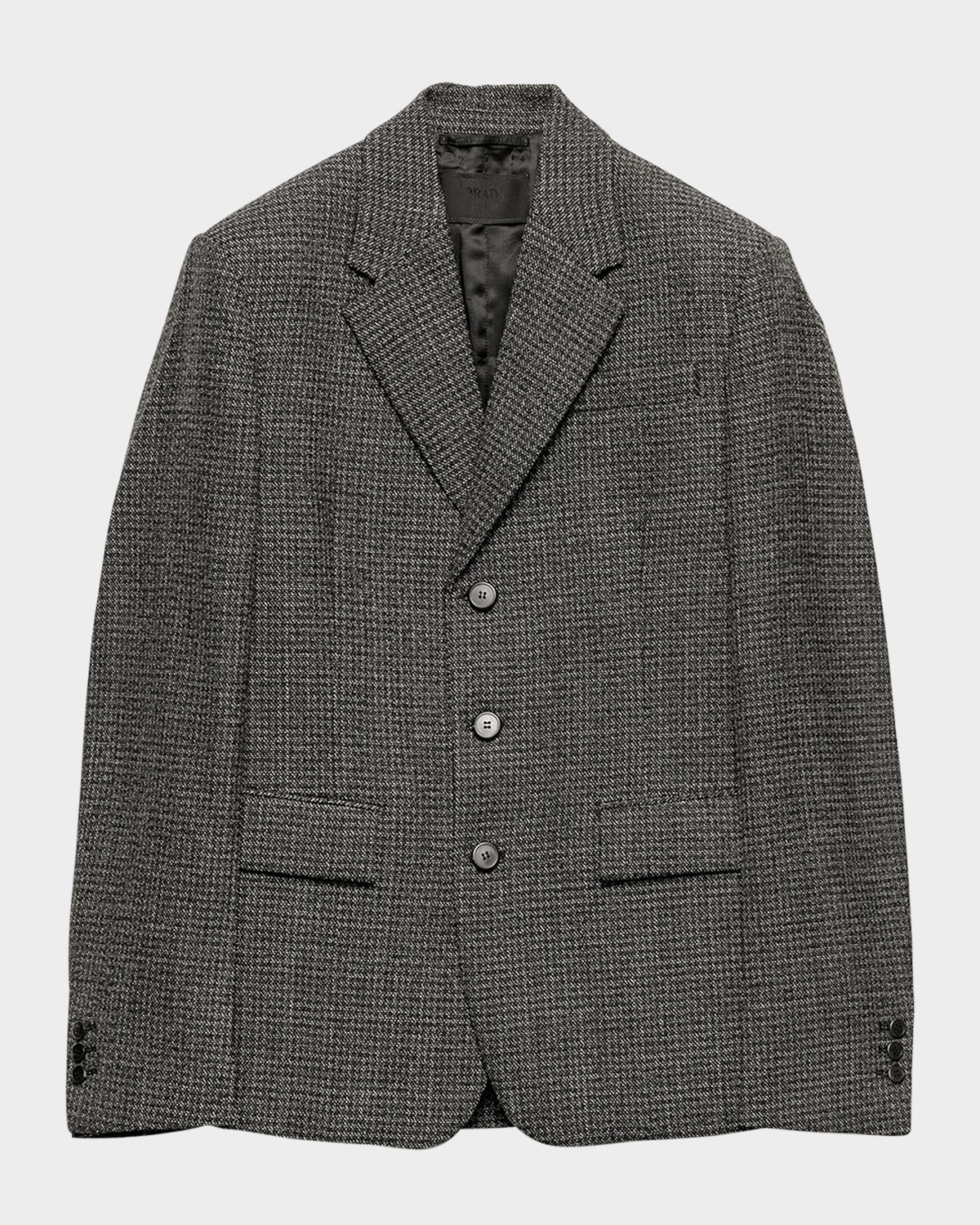 関税込 PRADA |Feather-trimmed single-breasted wool jacket Black Single-breasted wool and satin jacket | PRADA