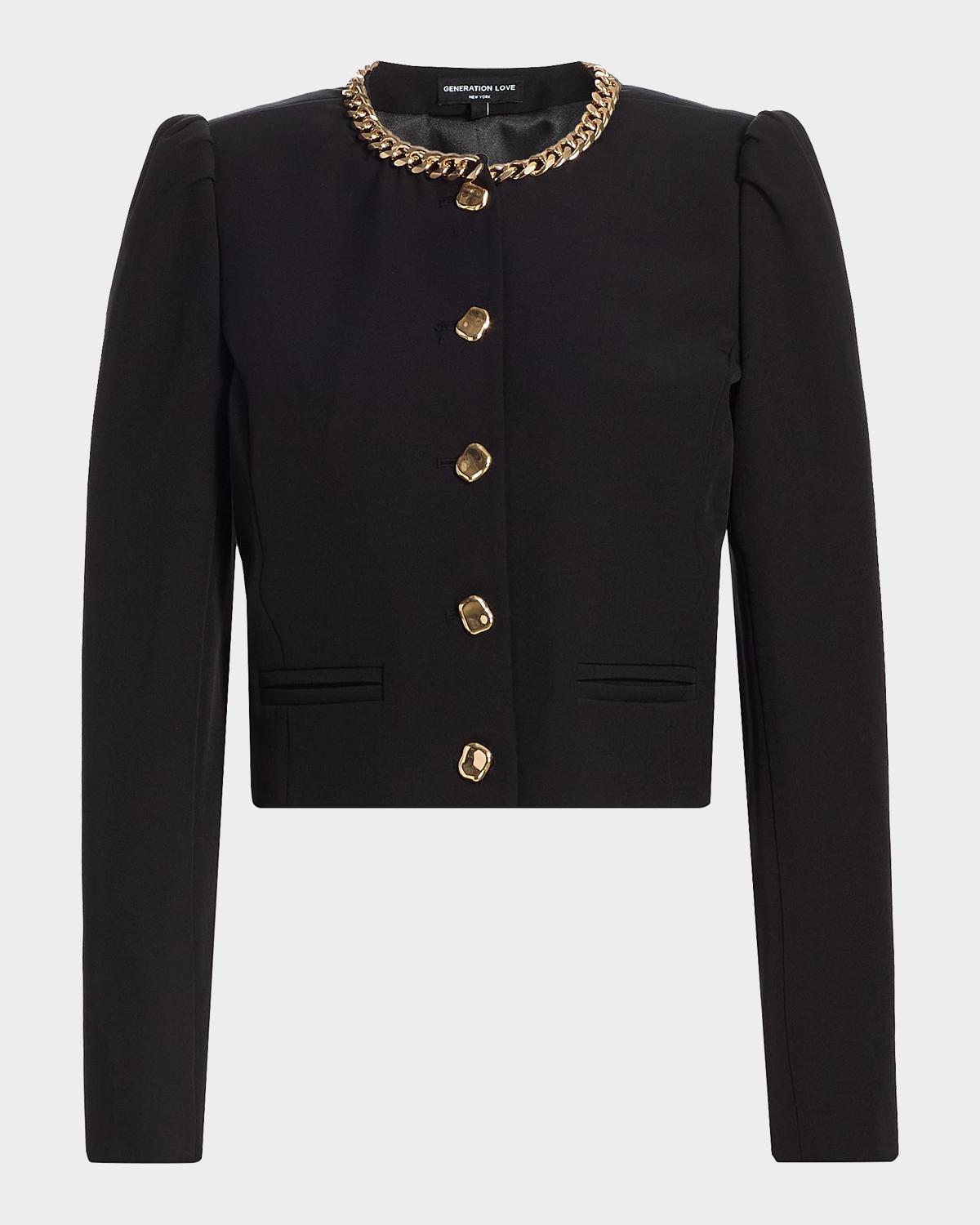 Chiara Chain-Embellished Crepe Jacket