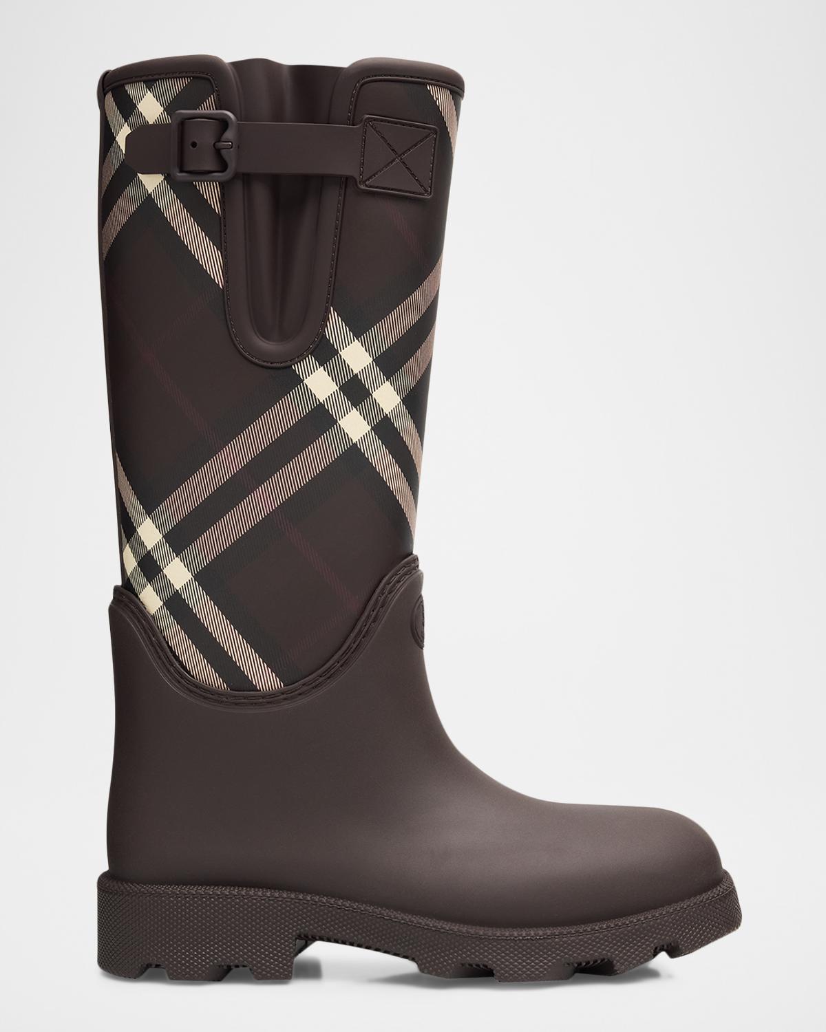 Burberry Rubber Marsh Stamp Check Rain Boots | Neiman Marcus