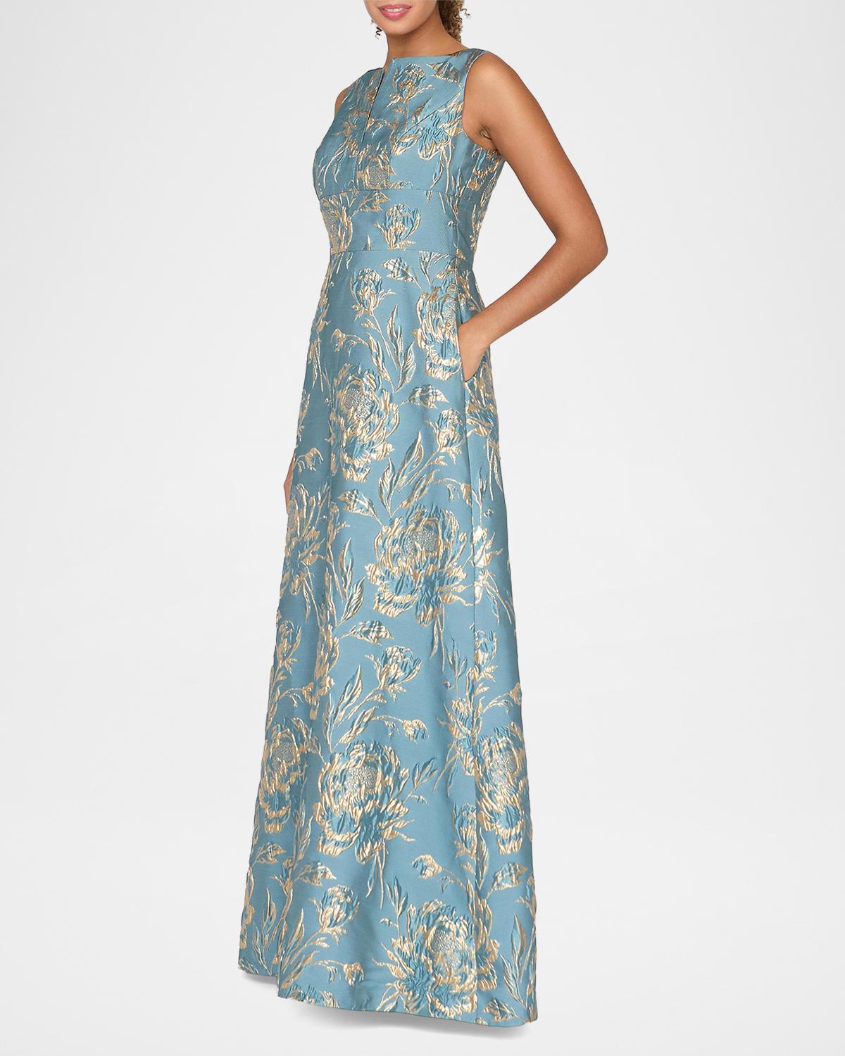 Giulietta Metallic Rose Jacquard Gown - thumbnail 4