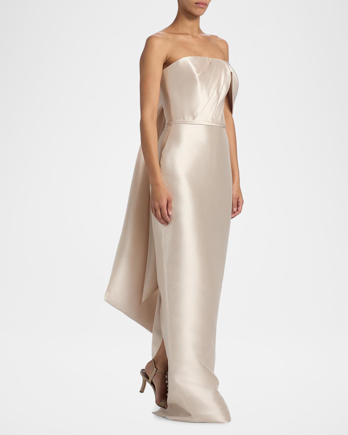 Satin One-Shoulder Column Gown - thumbnail 2