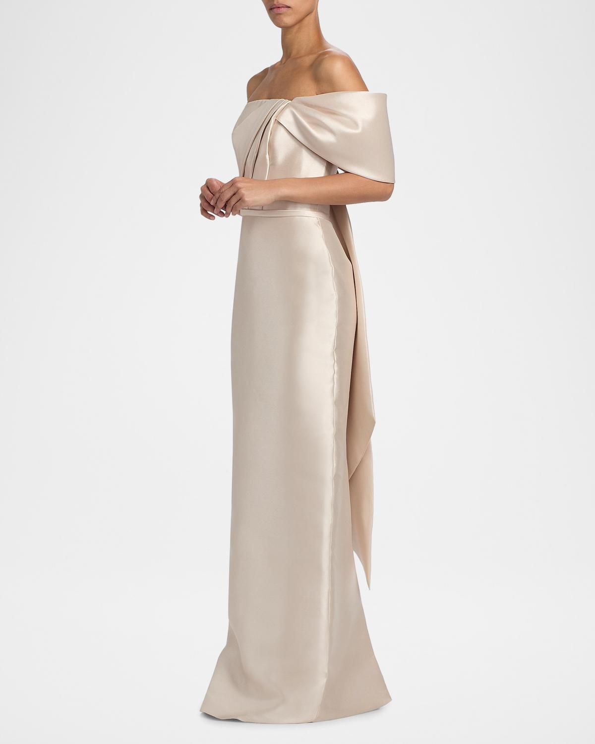 Satin One-Shoulder Column Gown - thumbnail 7