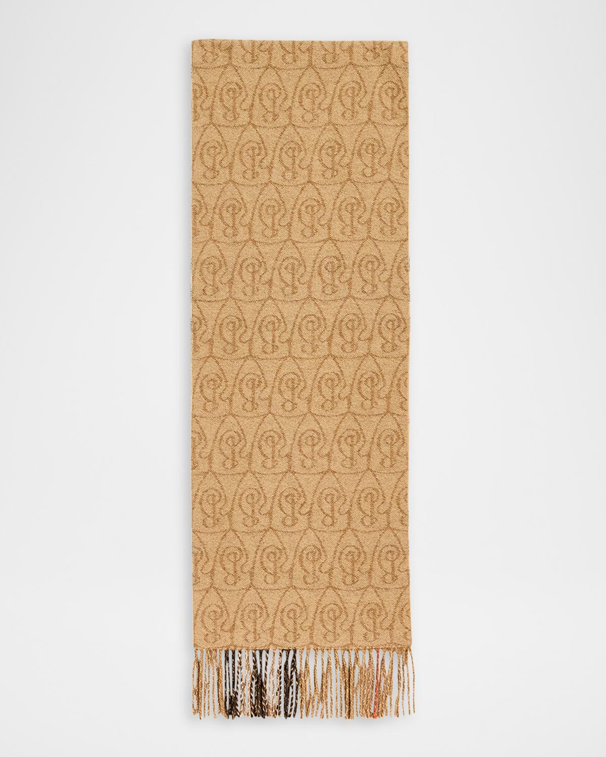 Burberry Men's Reversible B Charm and Giant Check Wool Scarf
