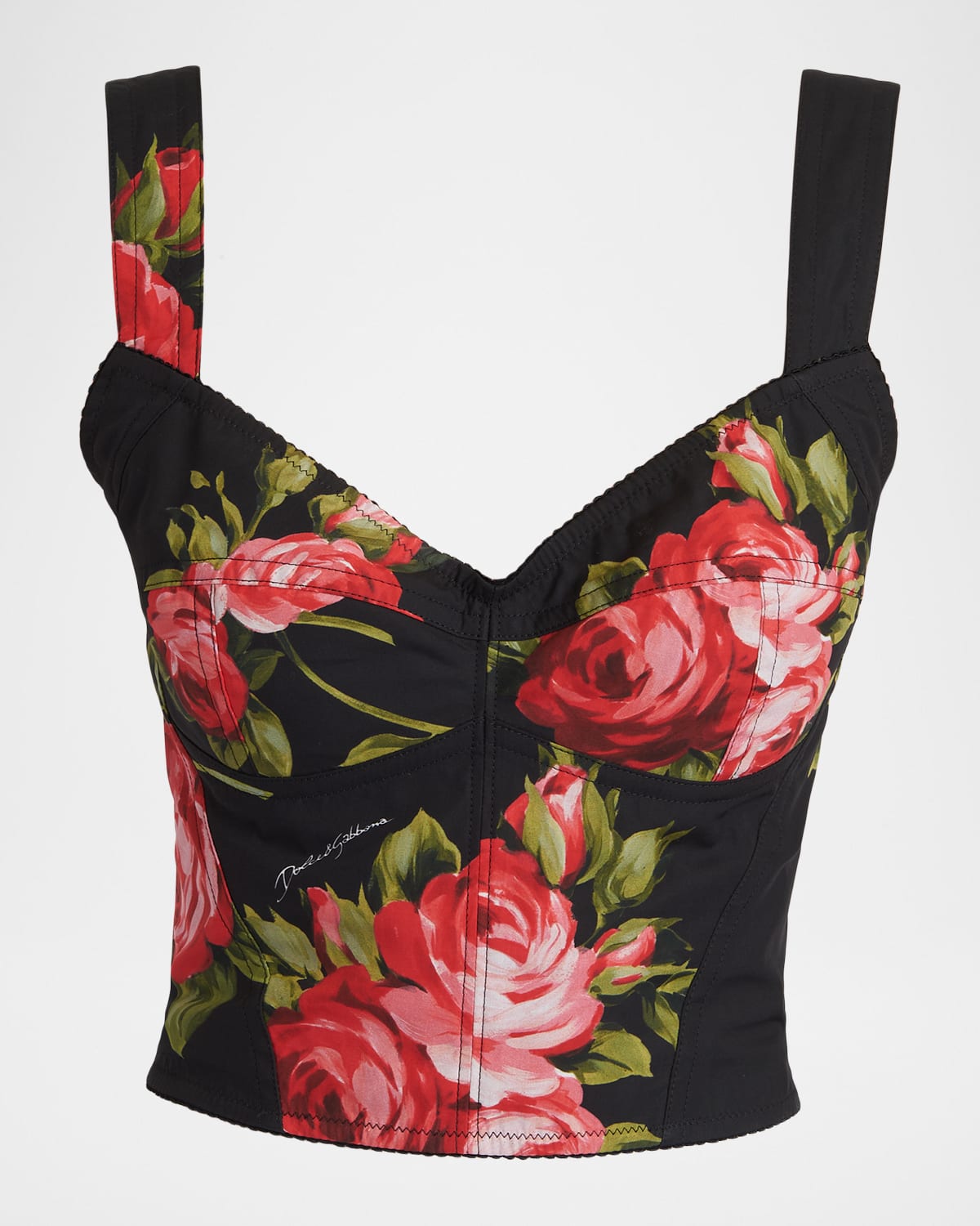 Dolce&Gabbana Floral-Print Corset Top | Neiman Marcus
