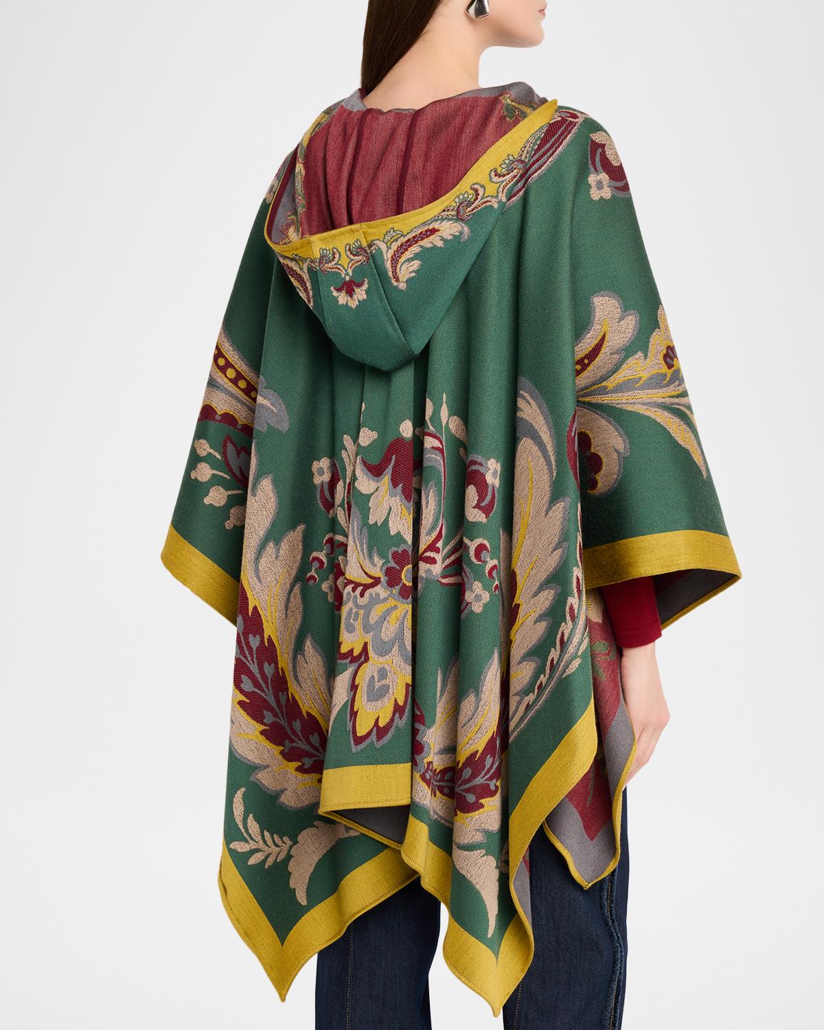 ETRO 후드 페이즐리 울 블렌드 케이프