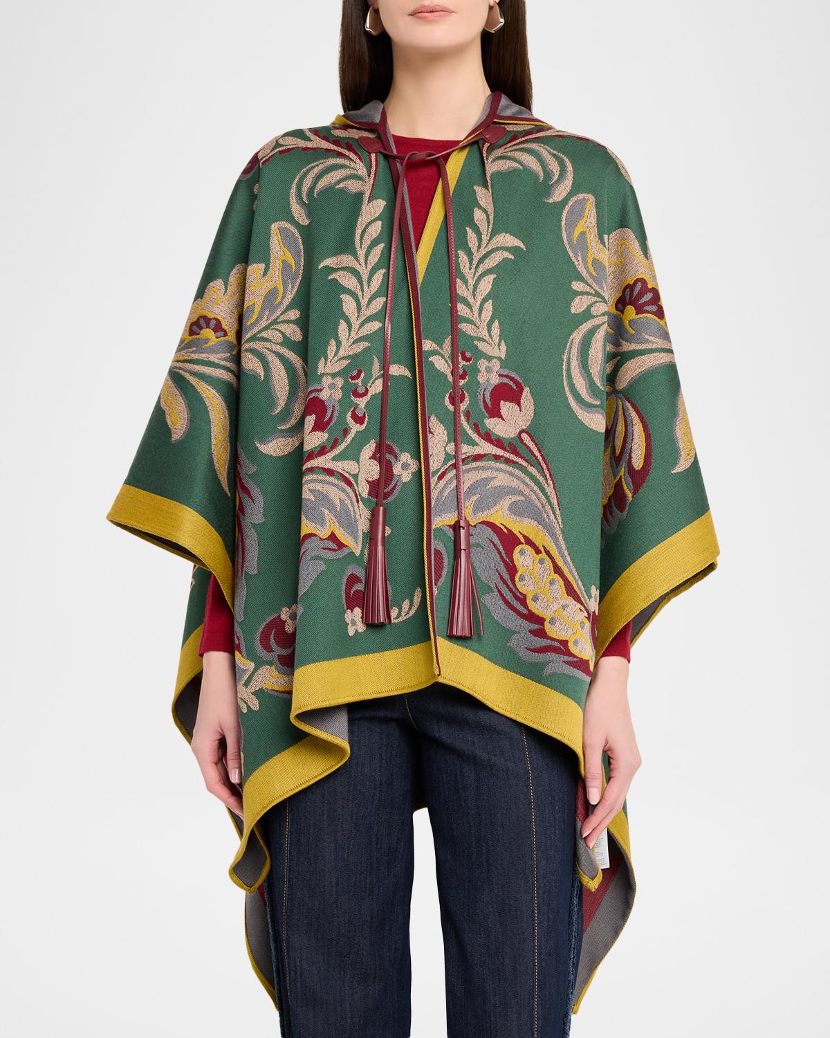 ETRO 후드 페이즐리 울 블렌드 케이프