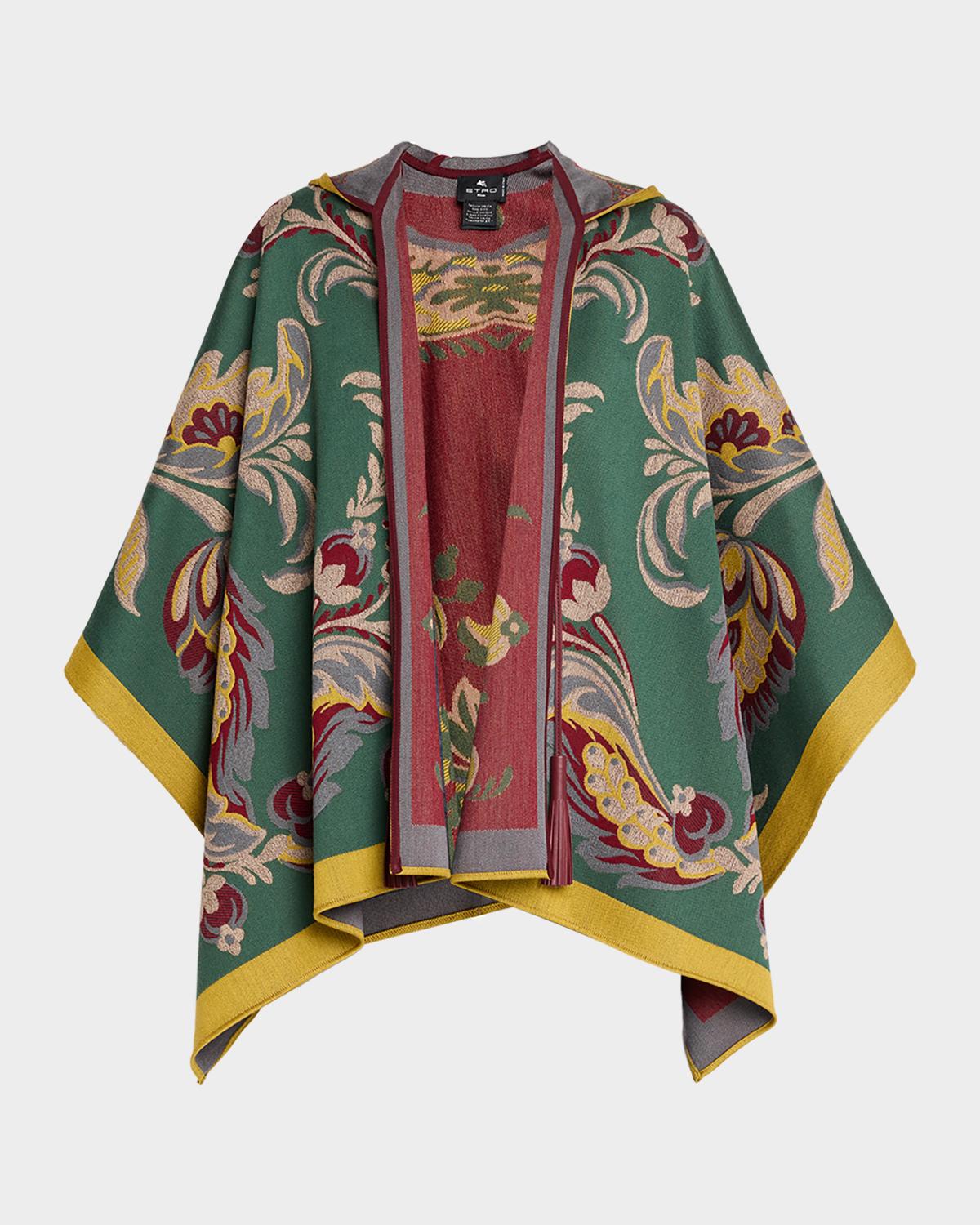 ETRO 후드 페이즐리 울 블렌드 케이프