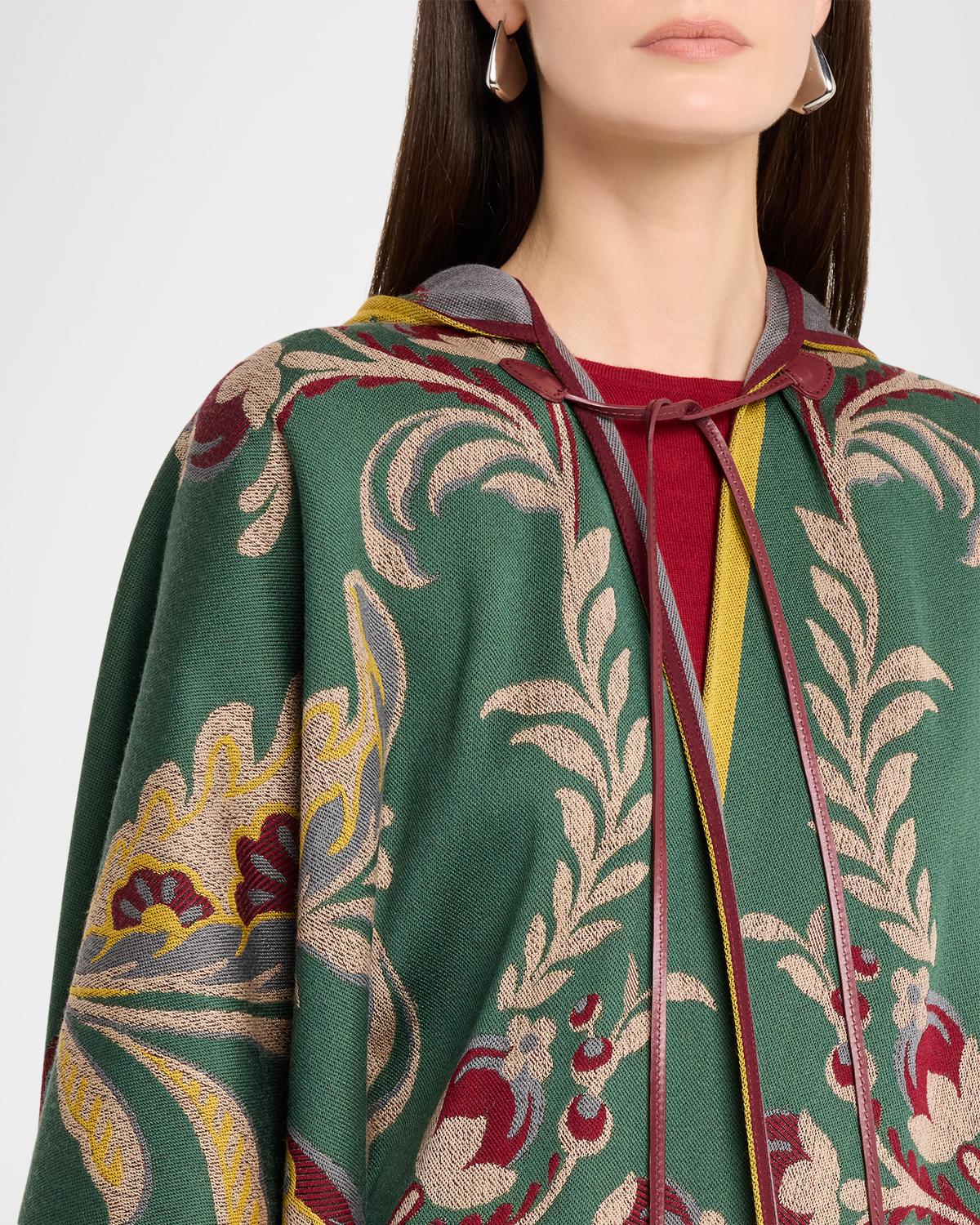 ETRO 후드 페이즐리 울 블렌드 케이프