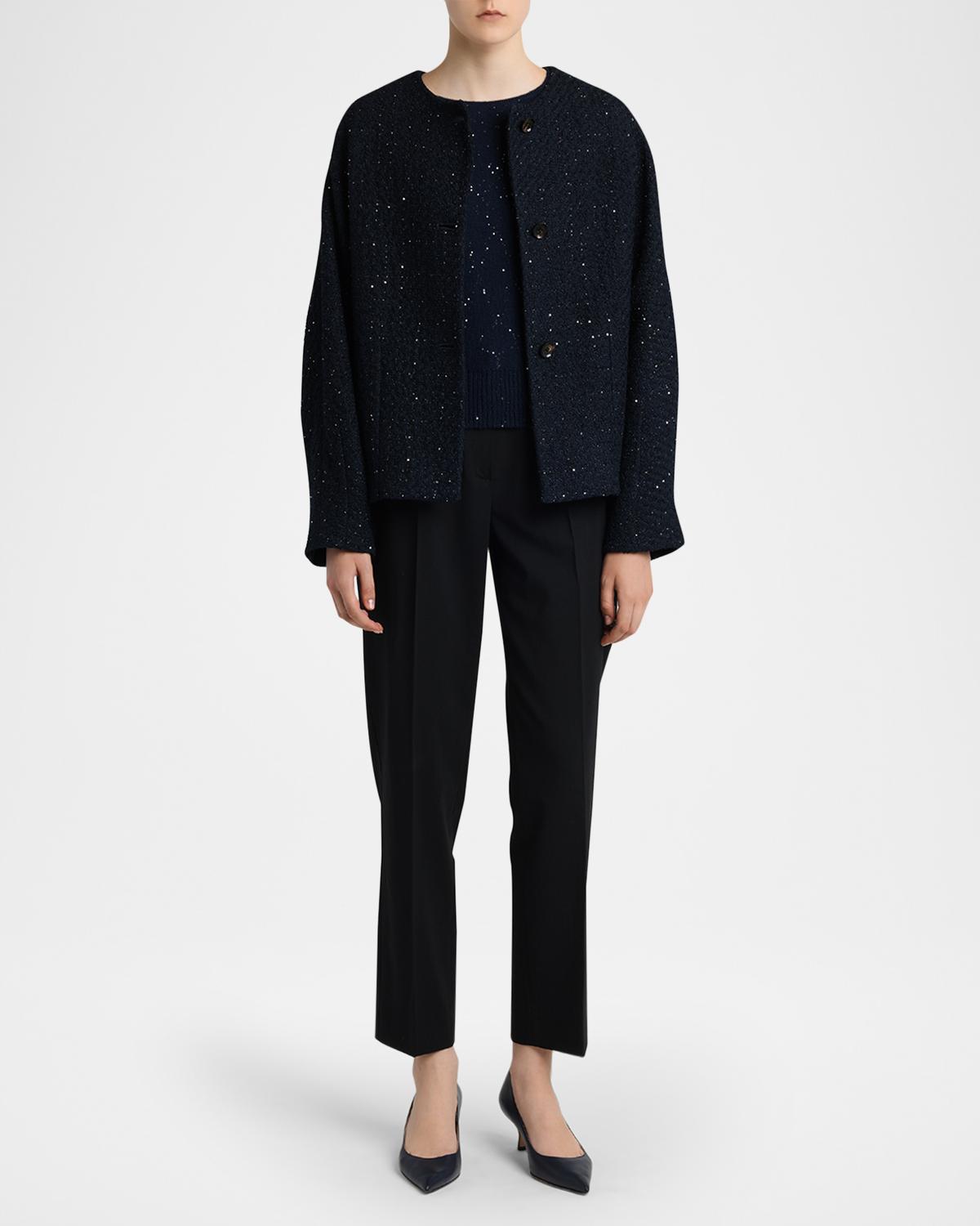 Paillette Tweed Collarless Jacket - thumbnail 2