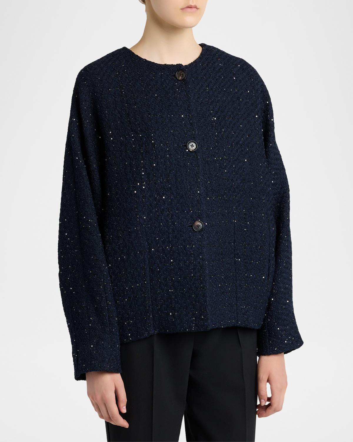 Paillette Tweed Collarless Jacket - thumbnail 4