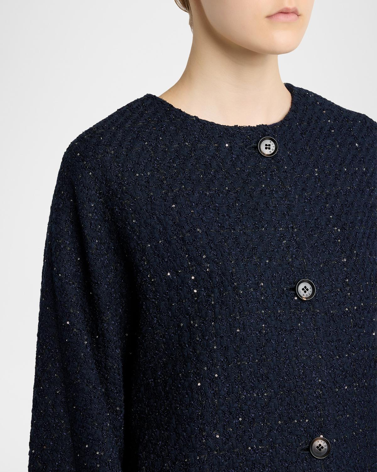 Paillette Tweed Collarless Jacket - thumbnail 5