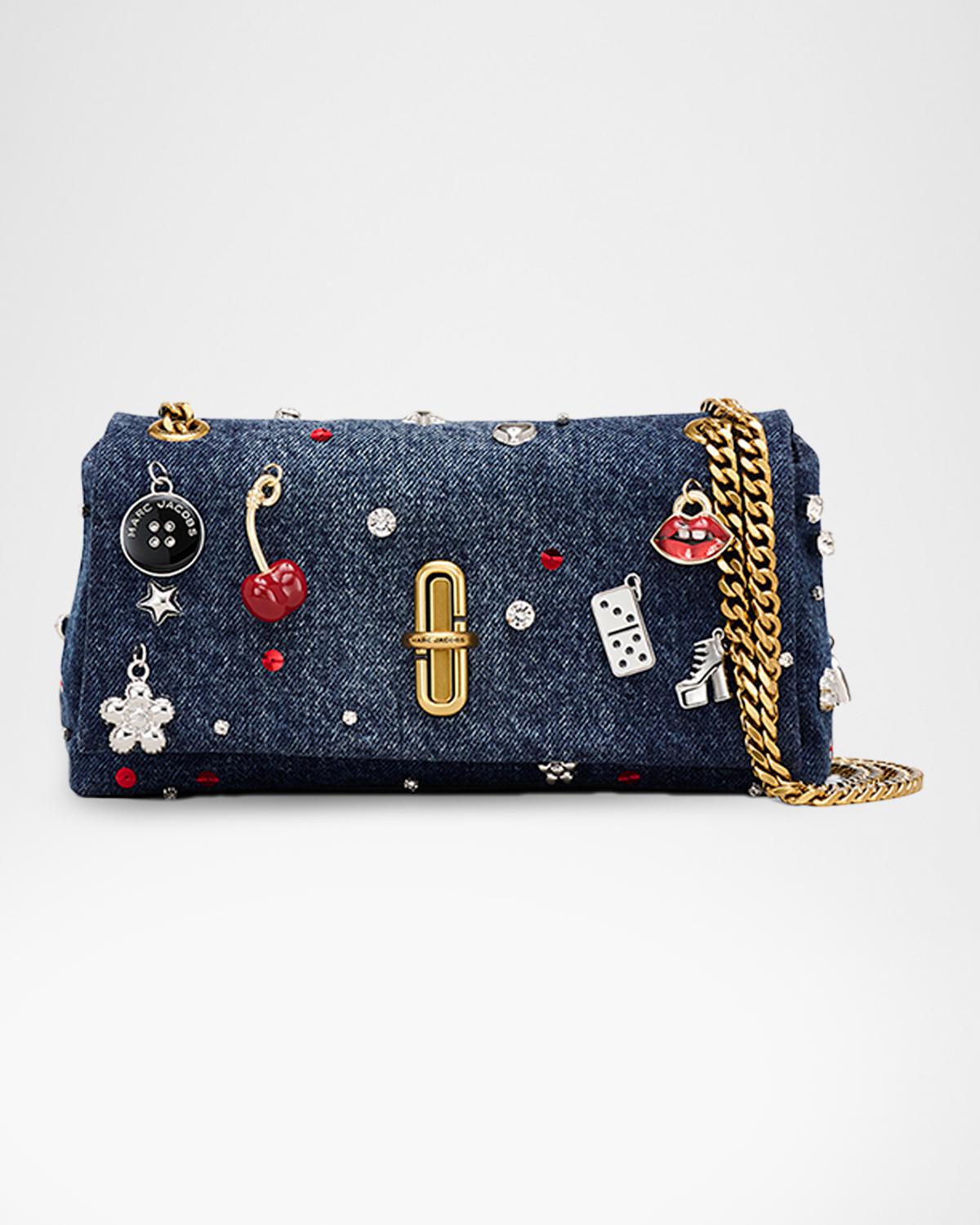 Marc Jacobs The Trinket Charm Denim Dual Chain Mini Shoulder Bag
