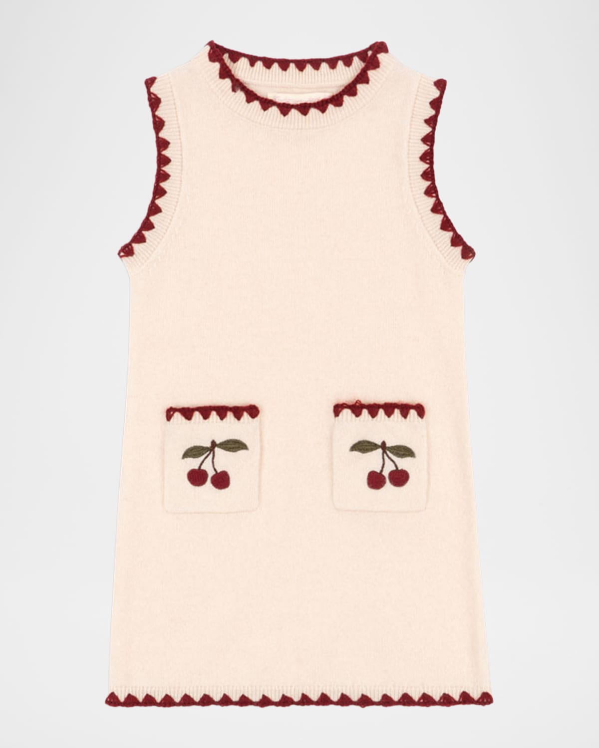 Konges Slojd Collette Cherry Embroidered Wool Dress, Size 18M-10