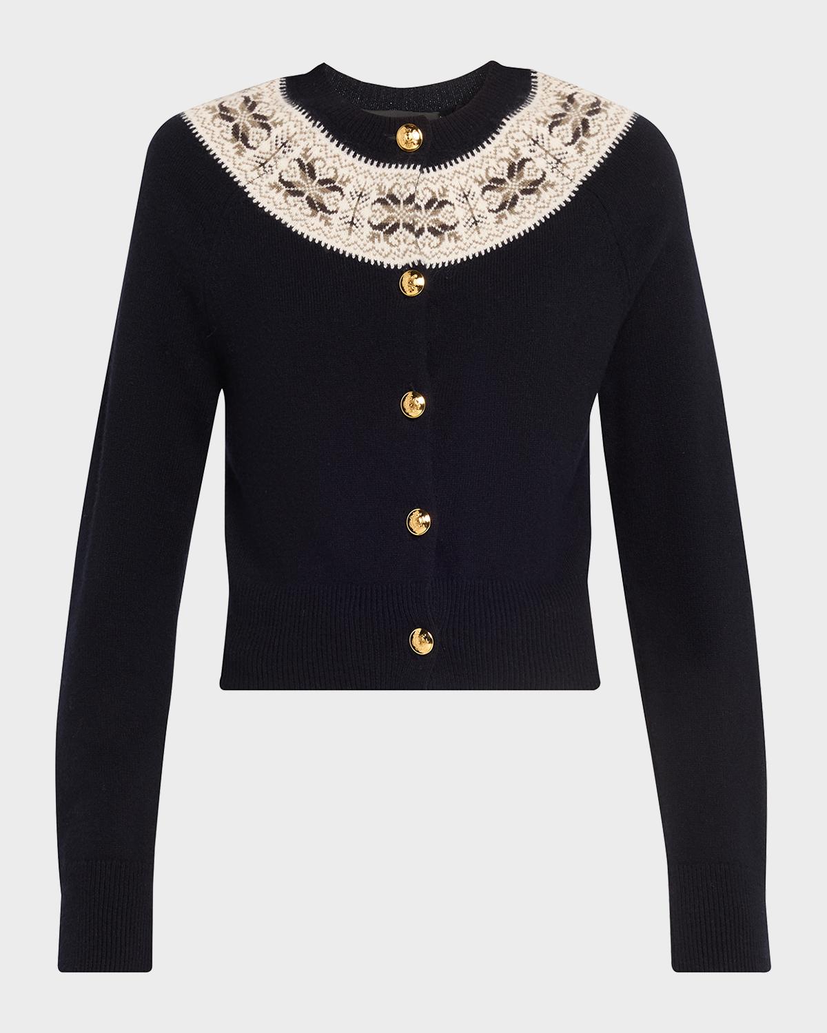 Josefa Cashmere Fair Isle Crewneck Cardigan