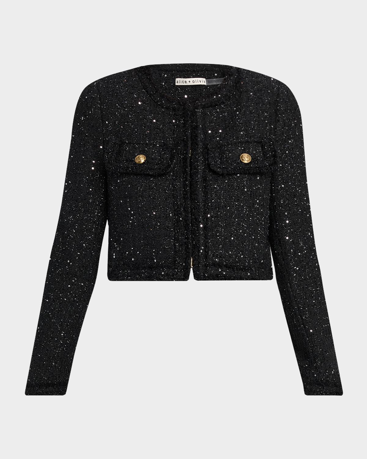 ALICE + OLIVIA Dumont Embellished Tweed Jacket | Neiman Marcus