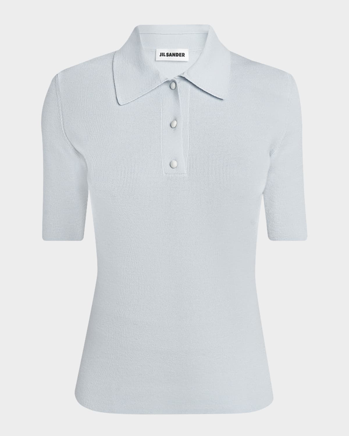 Jil Sander Short-Sleeve Wool Polo Sweater | Neiman Marcus