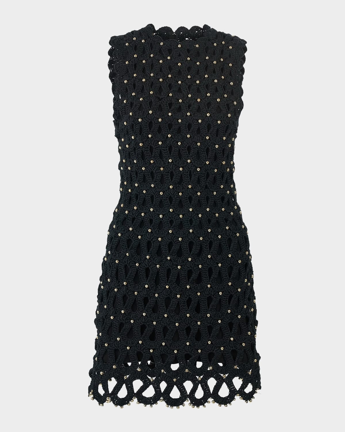 KCH CAROLINA HERRERAワンピース Carolina Herrera Embellished Crochet Knit Sleeveless Mini Dress