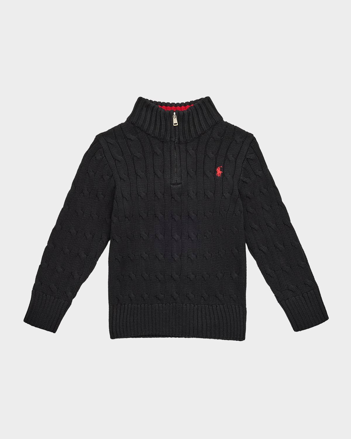 Polo Ralph Lauren Boy's Cable-Knit Quarter-Zip Cotton Sweater