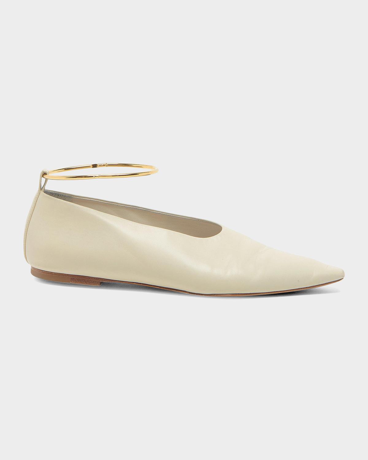 Jil Sander Ring Leather Ballerina Flats | Neiman Marcus