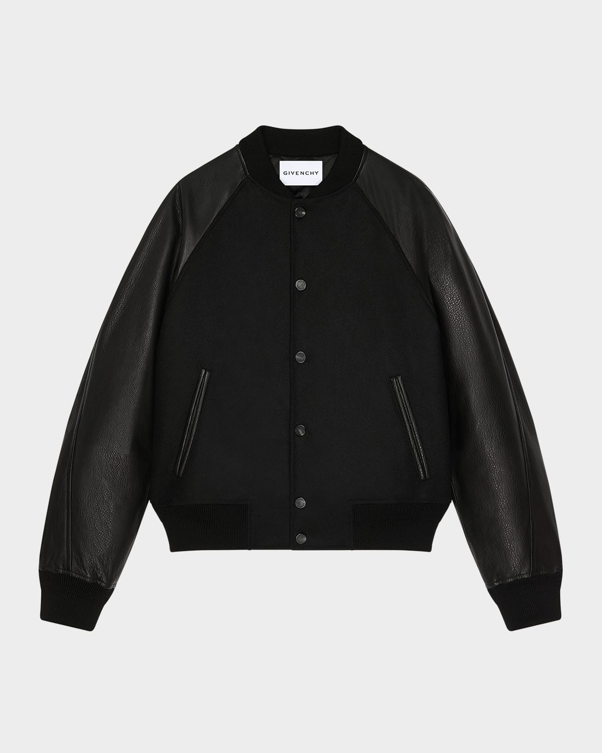 Givenchy Men's Mixed Material Wool and Leather Bomber Jacket