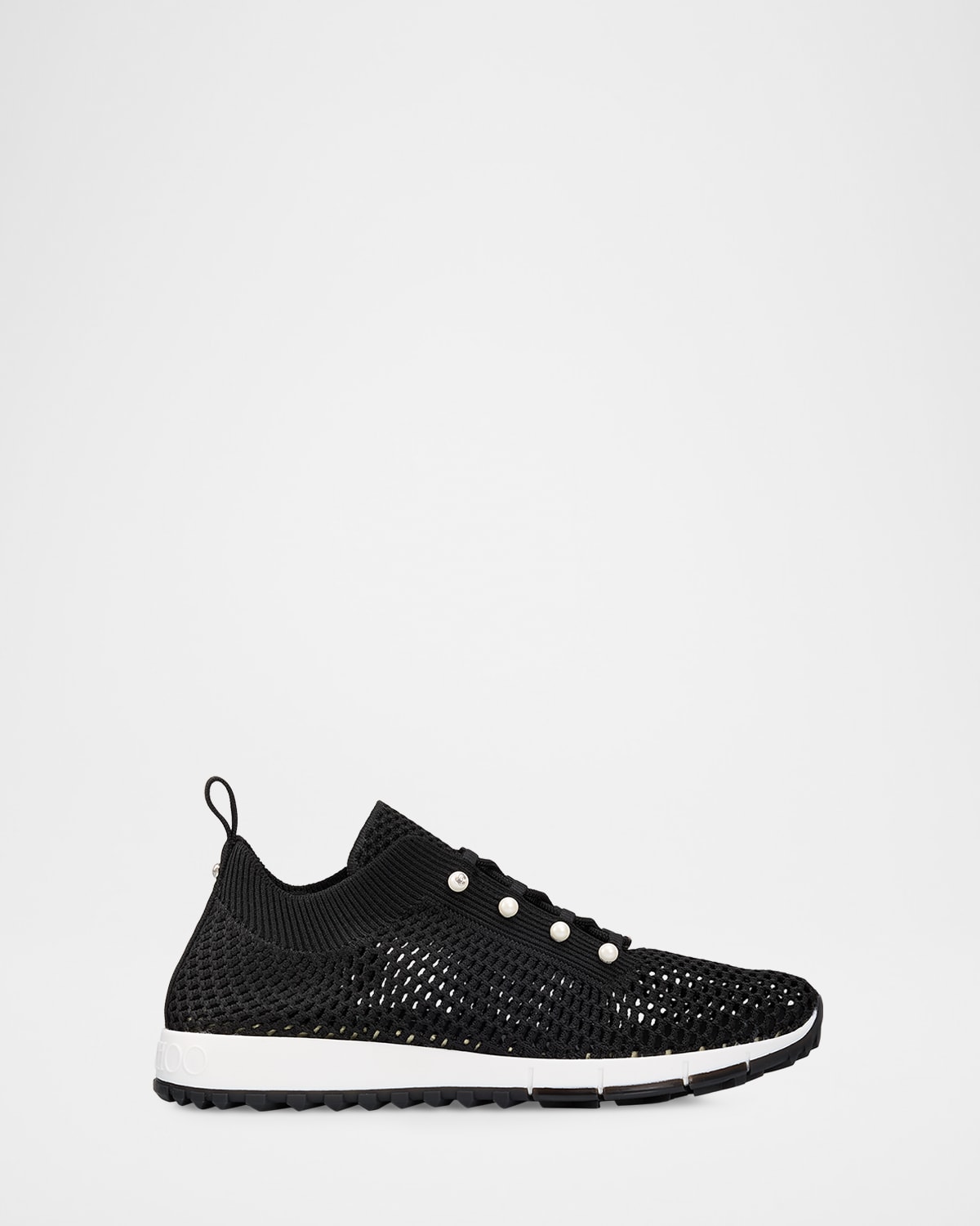 Jimmy Choo Veles Imitation Pearl-Embellished Knit Sneakers