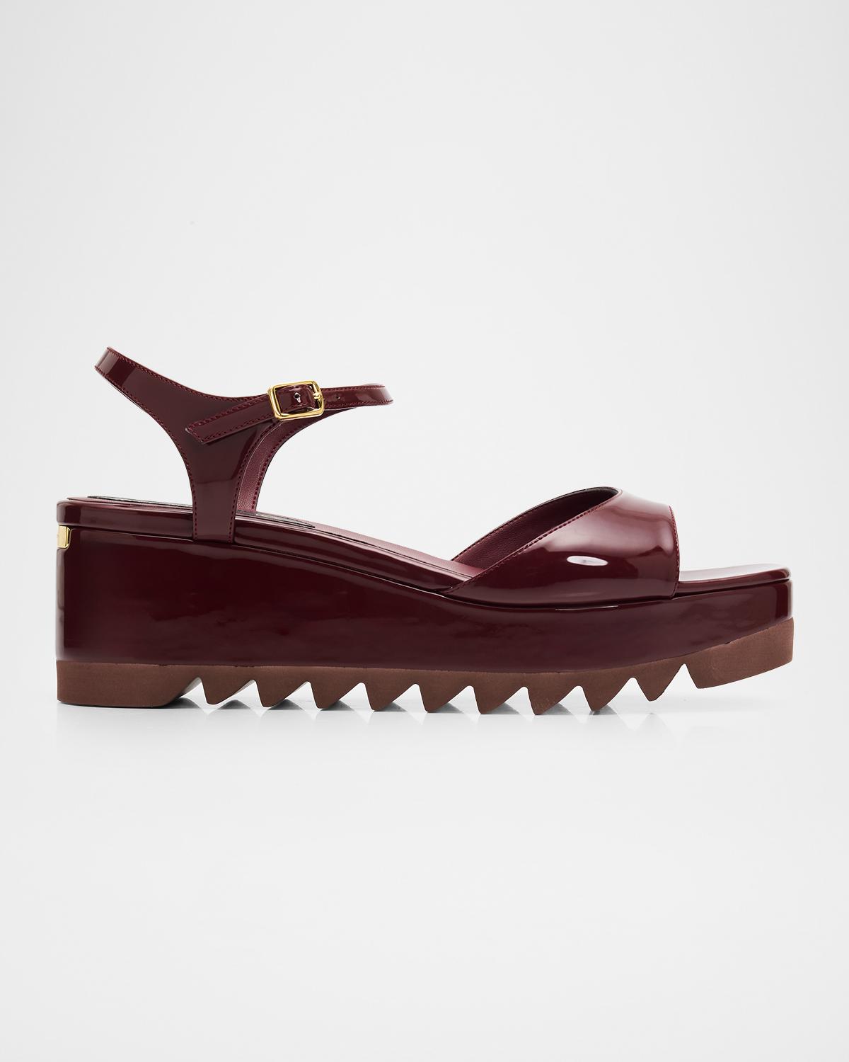 Stella McCartney 80mm Elyse Patent Platform Sandals | Neiman Marcus