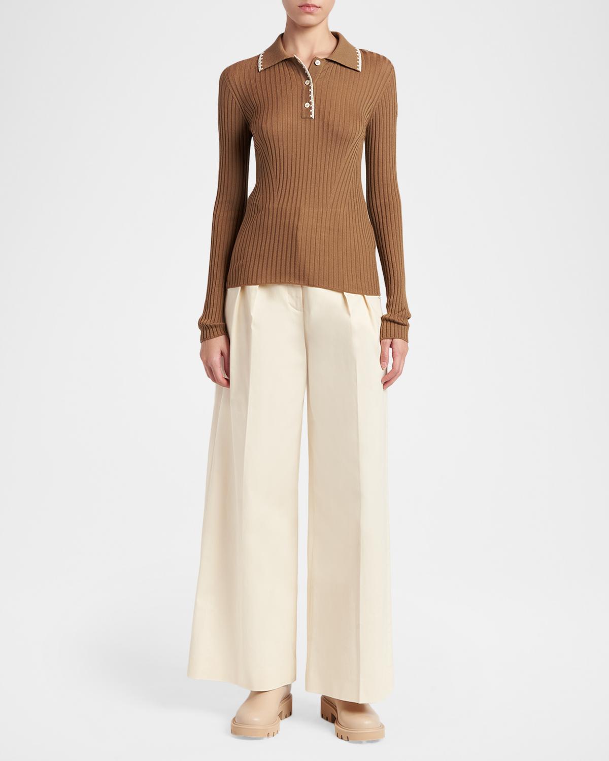 Long-Sleeve Rib-Knit Polo - thumbnail 2