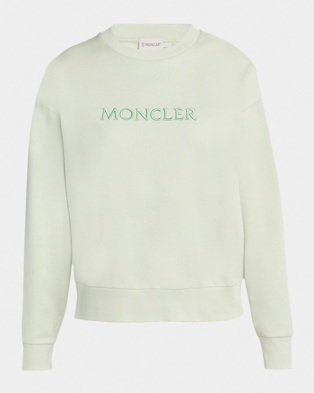 Moncler Embroidered Logo Crewneck Sweatshirt | Neiman Marcus