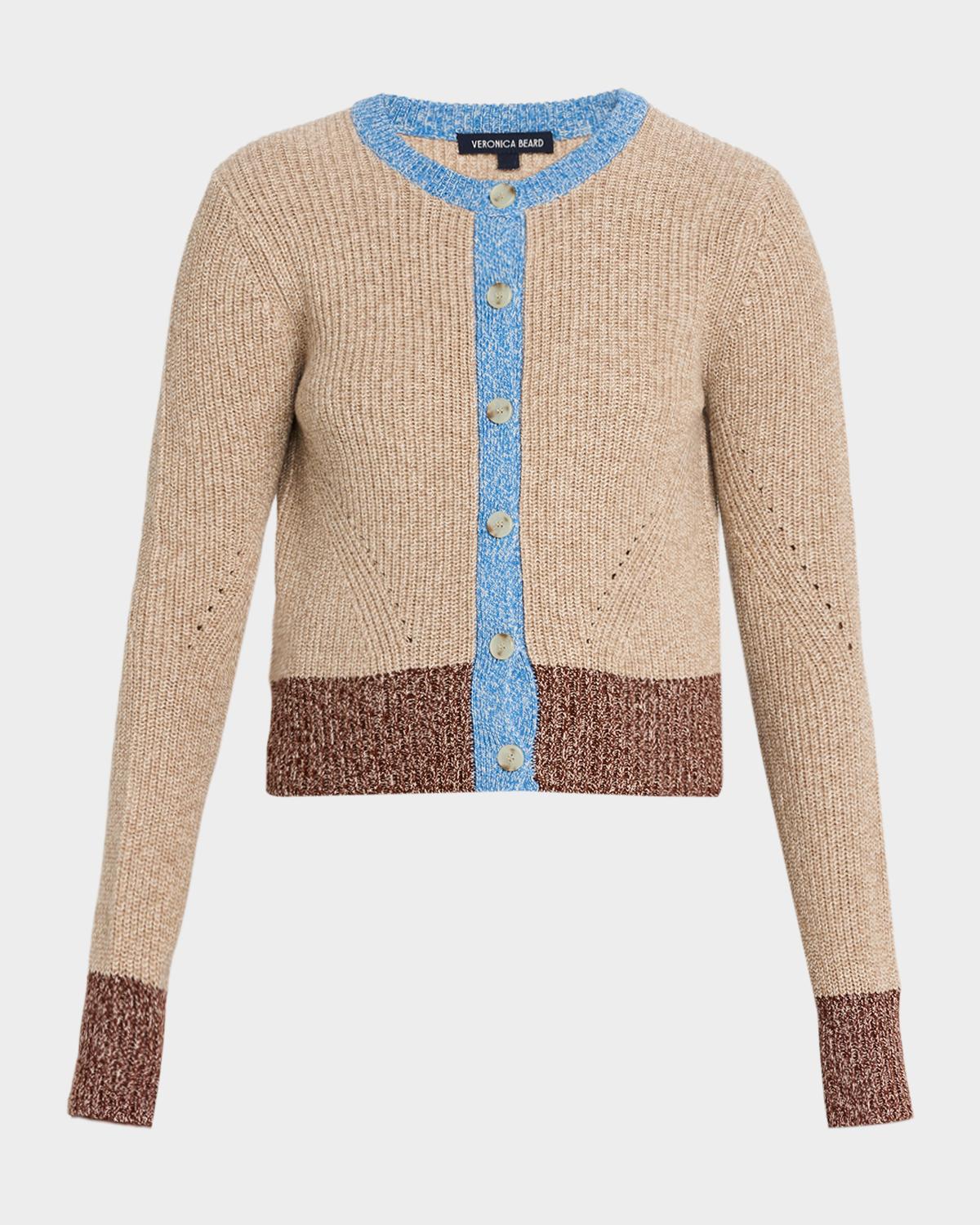 Veronica Beard Ibra Wool-Blend Colorblock Cardigan | Neiman Marcus