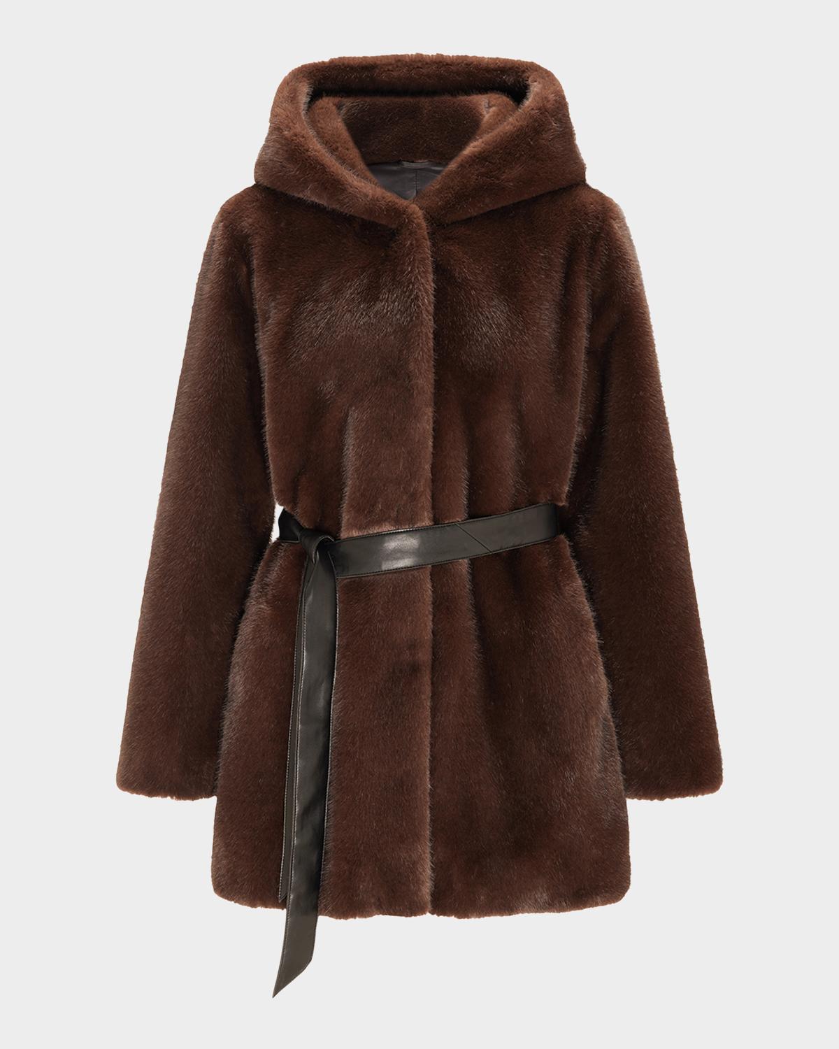 Lyla Grant Fur-Free Faux Mink Hooded Coat | Neiman Marcus