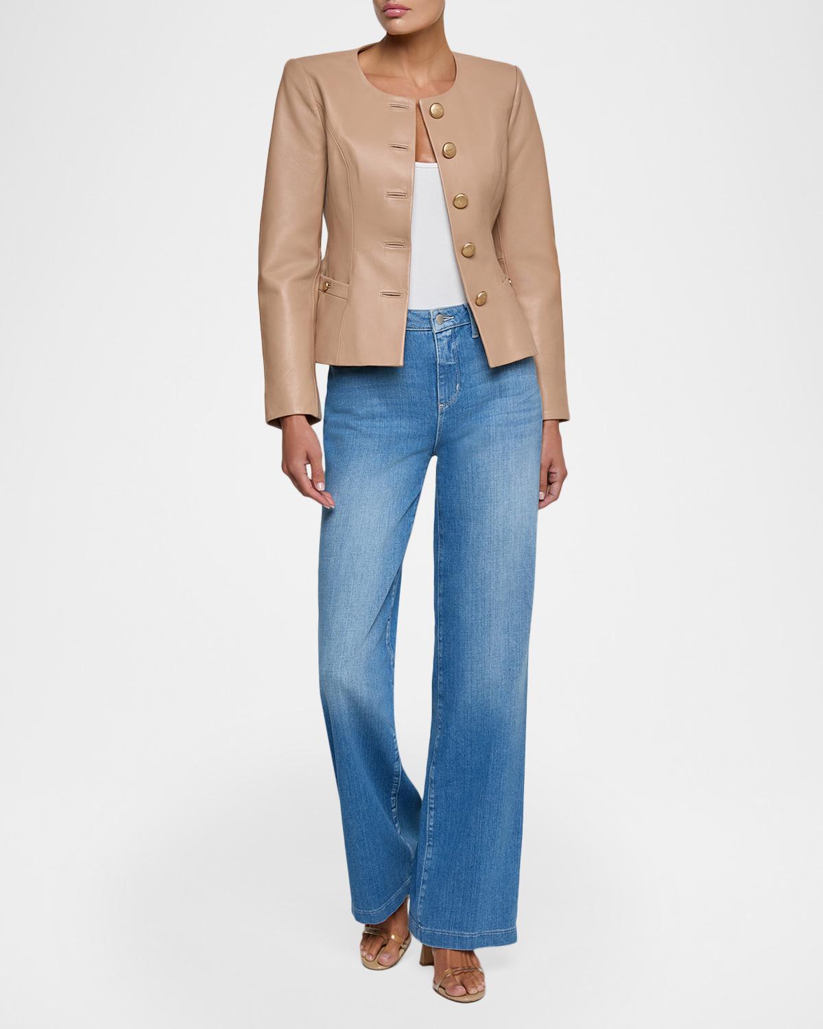 Mariella Collarless Leather Jacket - thumbnail 2