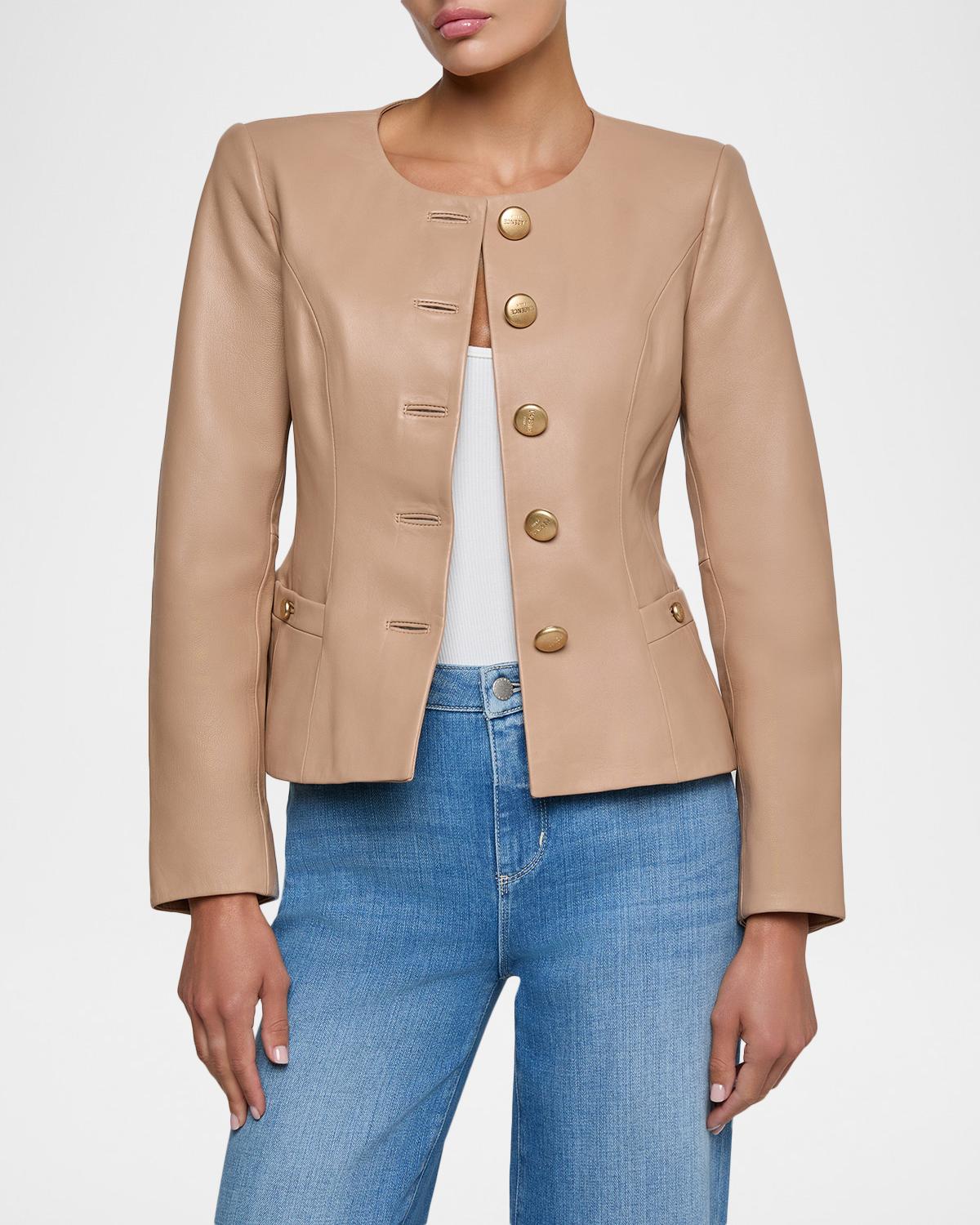 Mariella Collarless Leather Jacket - thumbnail 5