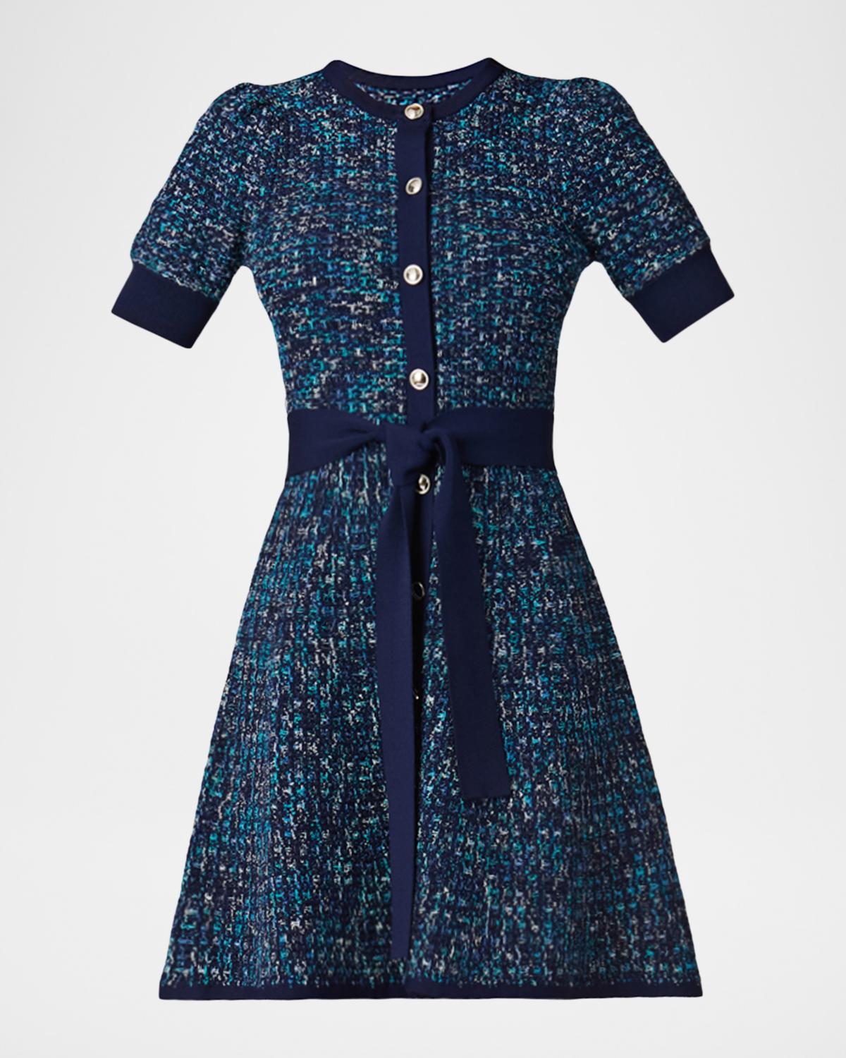 Shoshanna Harriet Textured Tweed Knit Mini Dress | Neiman Marcus