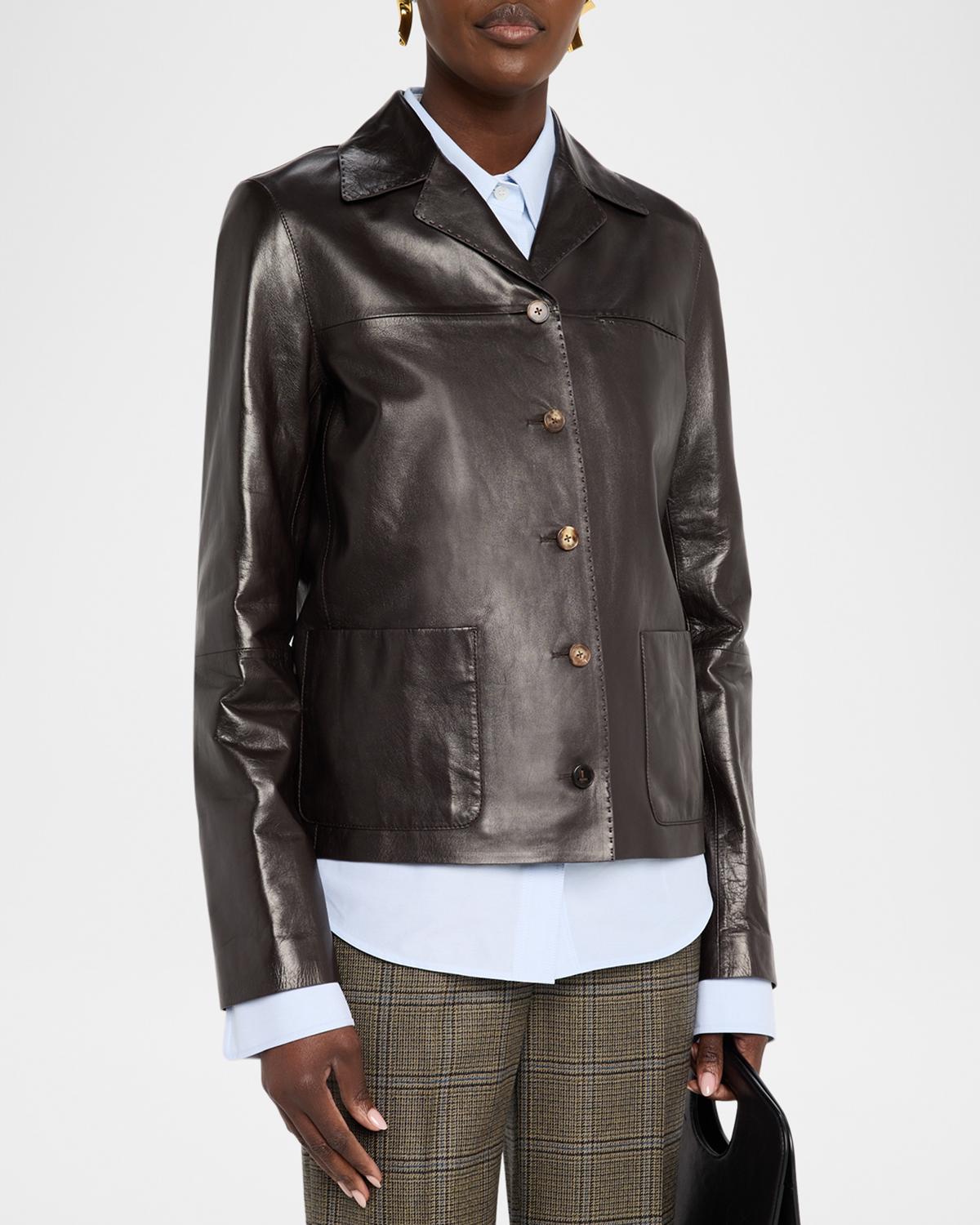 Button-Down Nappa Leather Jacket - thumbnail 4