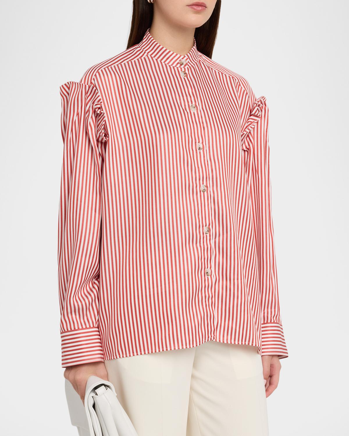 Striped Ruffle-Trim Button-Front Shirt - thumbnail 4