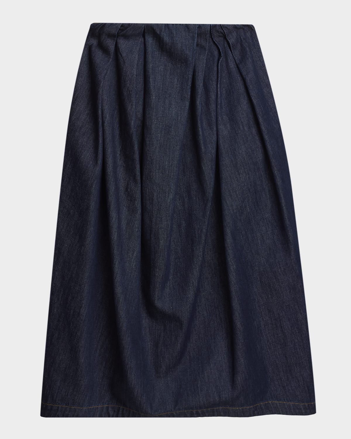 Dries Van Noten Sonista Pleated Denim Midi Skirt | Neiman Marcus