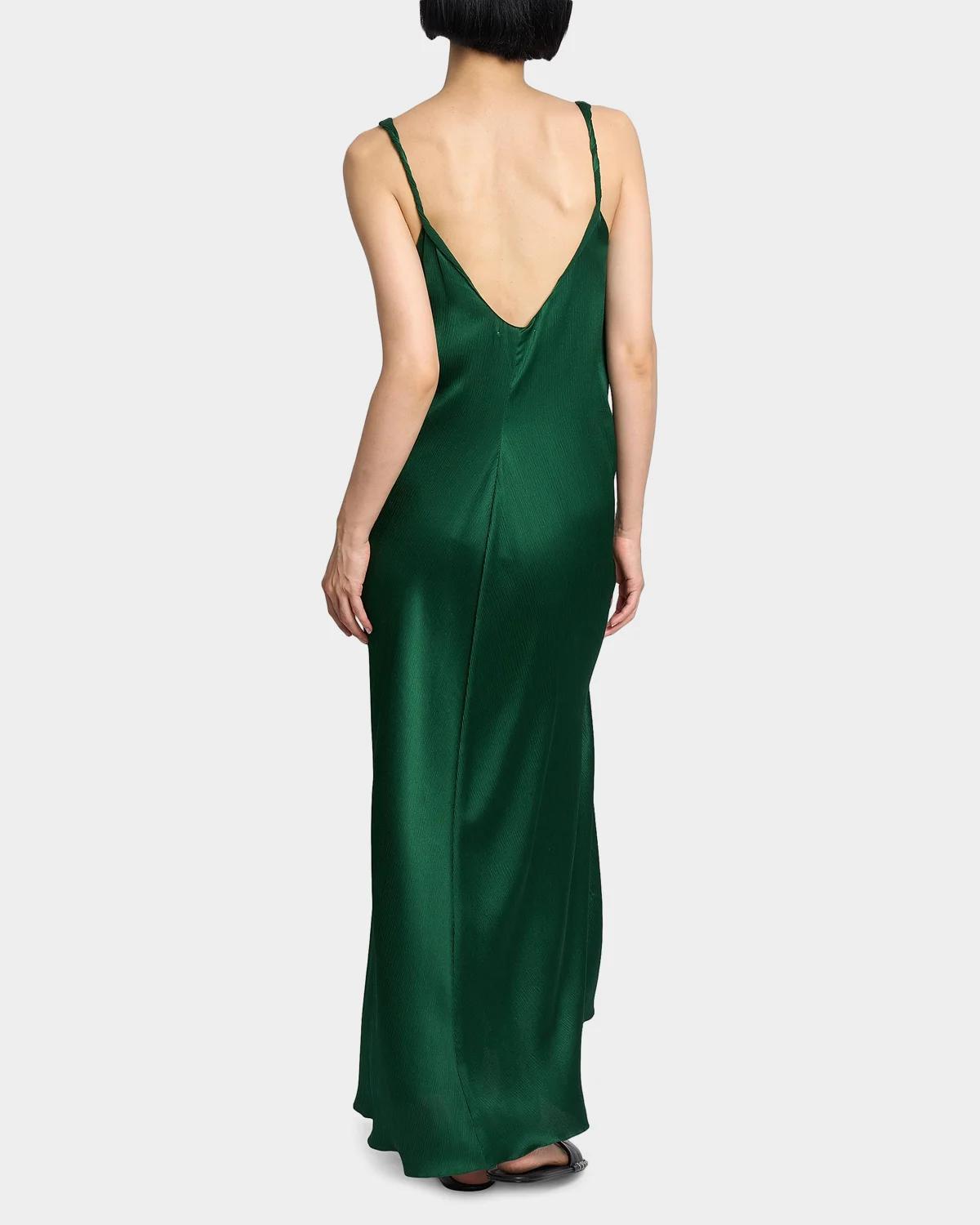 Sleeveless Knotted Crinkle Silk Maxi Dress - thumbnail 3