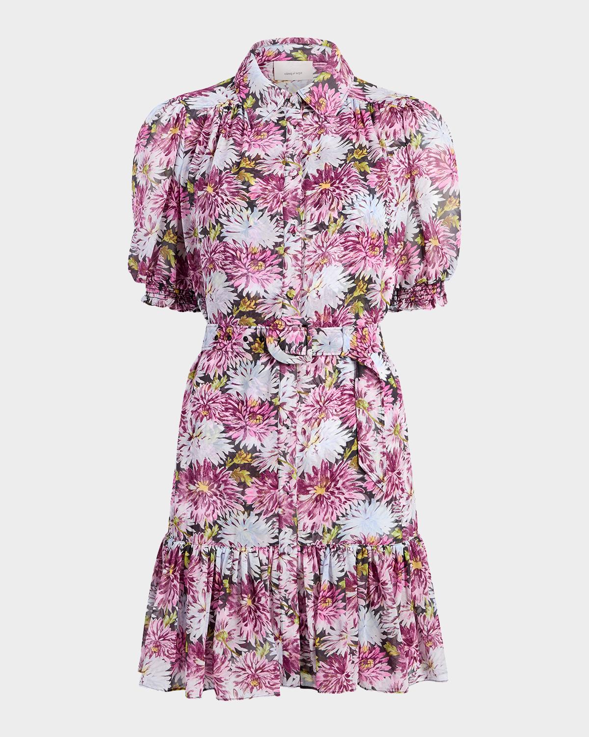 Cinq à Sept Halbini Short-Sleeve Dahlia-Print Shirtdress | Neiman