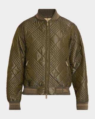 Burberry Men's Rakewood Micro Check-Stitch Bomber Jacket | Neiman