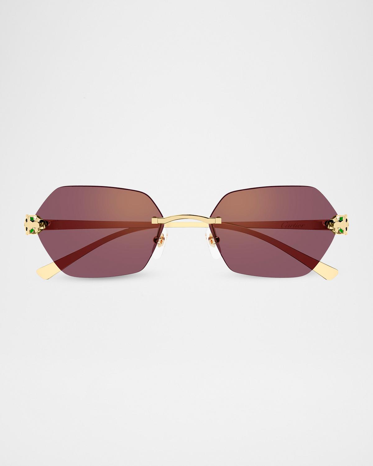 Cartier CT0636S-001 Sunglasses Gold Metal Cartier CT0636S Sunglasses 004 Shiny Silver Blue - eye-oo.com main image 3