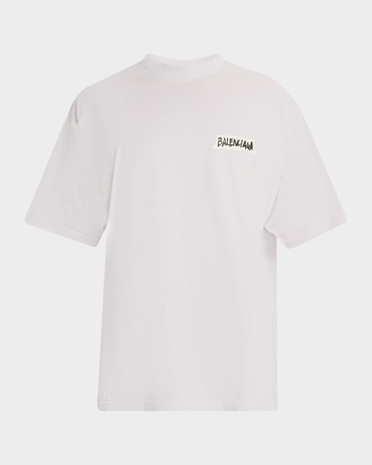 BALENCIAGA ホワイト Tシャツ ロゴ入り M Balenciaga Men's Jersey Masking Tape Logo T-Shirt | Neiman Marcus