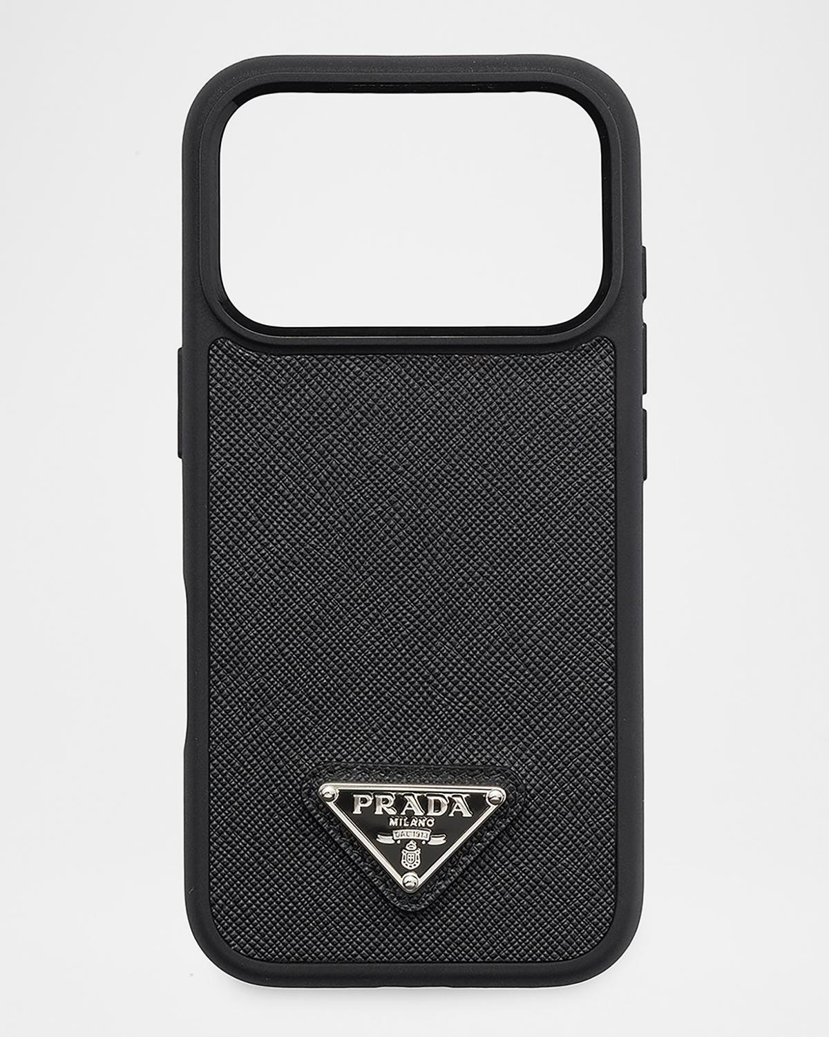 Prada Men's Saffiano Leather iPhone 17 Pro Phone Case | Neiman Marcus