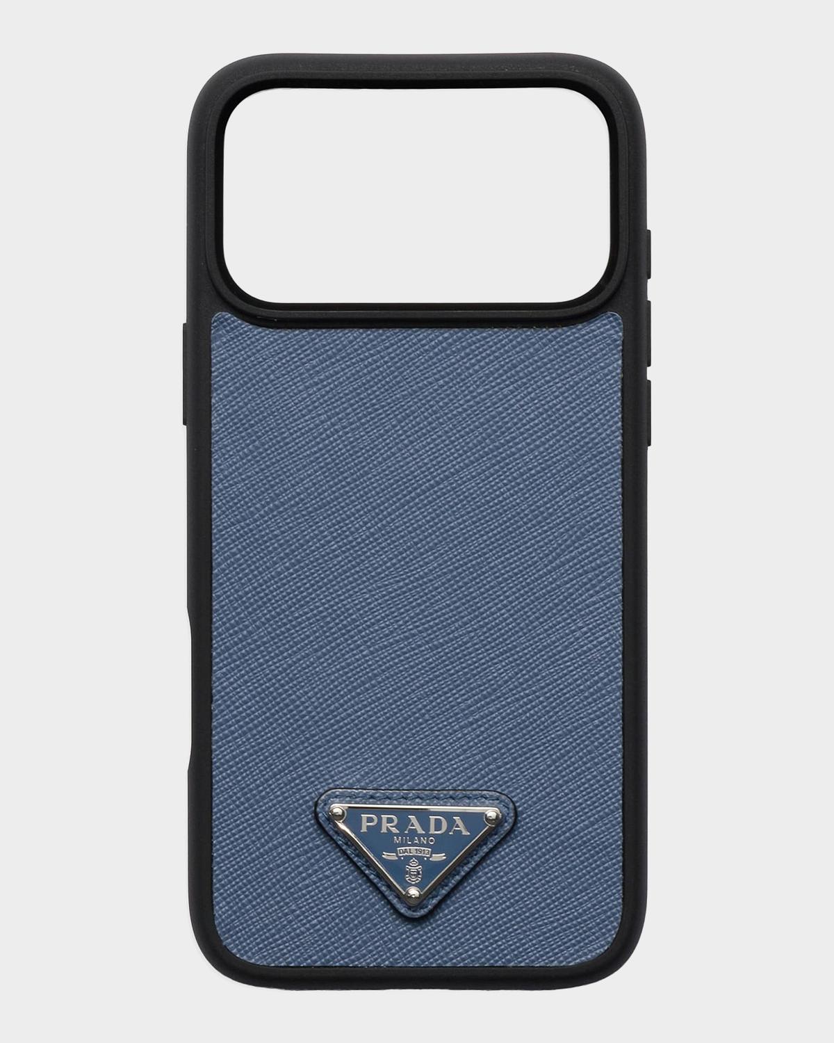 Prada Men's Saffiano Leather iPhone 17 Pro Max Phone Case | Neiman