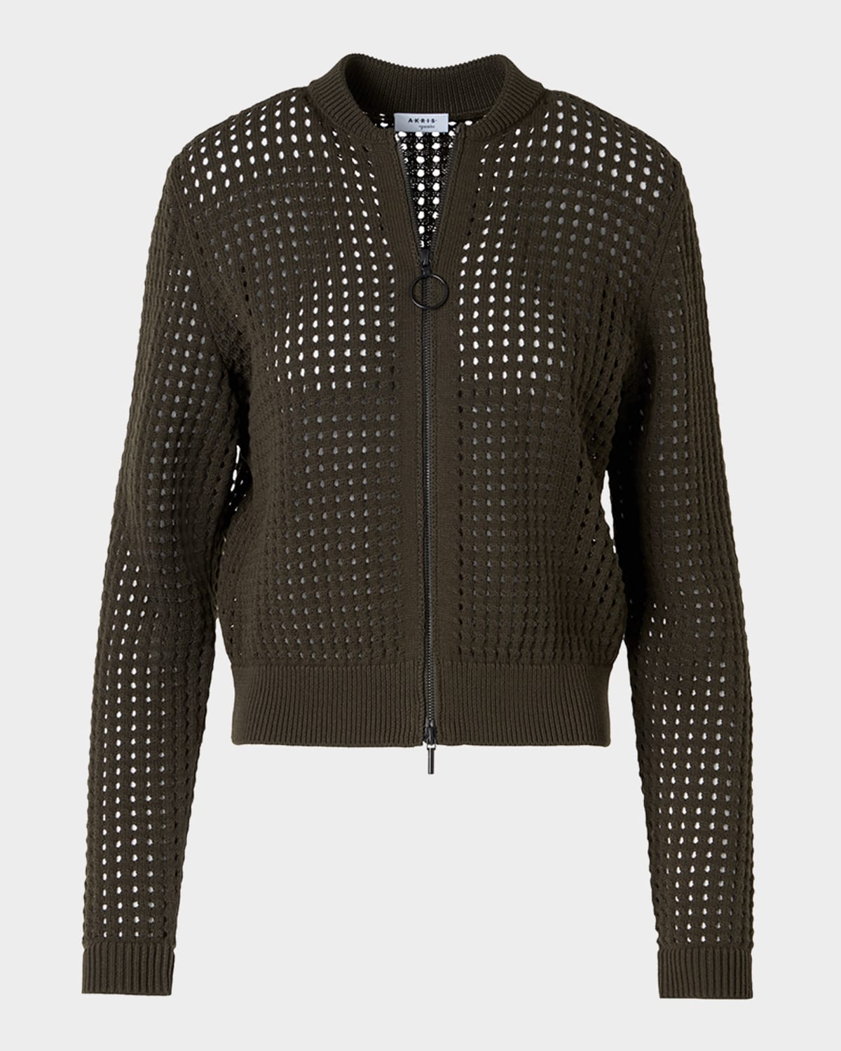 AKRIS アクリス ジップアップニットカーディガン size36 綿100% Akris punto Chunky Cotton Mesh Zip Bomber Cardigan | Neiman Marcus