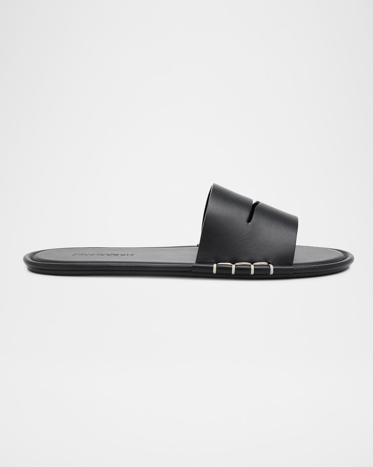 JW Anderson Men's Leather Loafer Slide Mules | Neiman Marcus