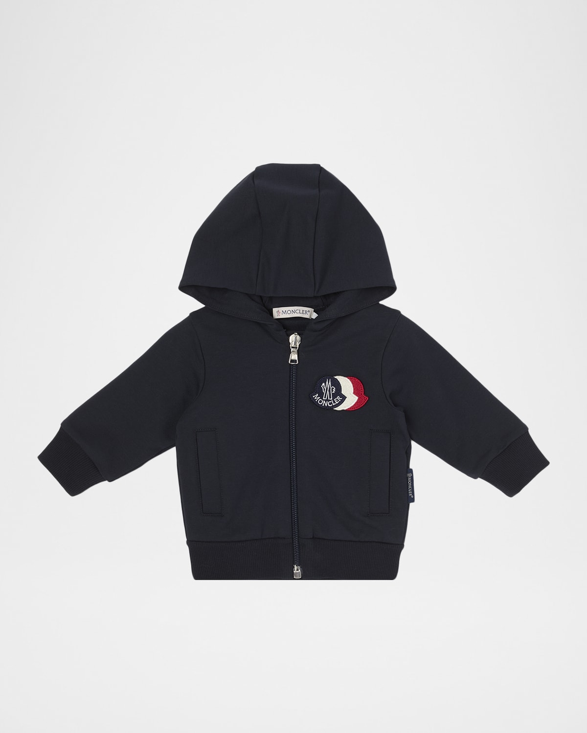 Moncler Boy's Logo Cotton Zip-Front Hoodie, Size 6M-3 | Neiman Marcus