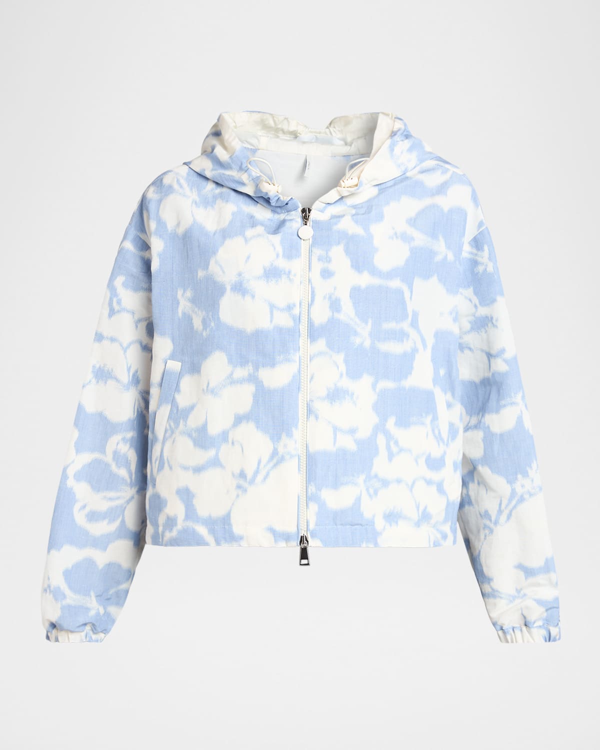 美品　MONCLER　ナイロンパーカ　ボタニカル　花柄　GIASONE　サイズ2 Moncler Noisetier Floral Hooded Jacket | Neiman Marcus